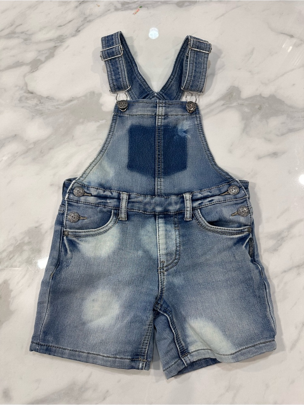 Y2K SILVER JEANS Cutest Denim Short Overalls Shortalls Blue Girls Boys Size 6